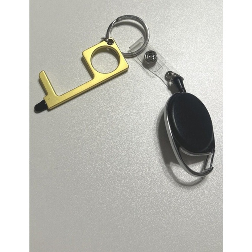 No Touch Door‎ Opener Keychain with Retractable Badge Reel Gold J-01-33